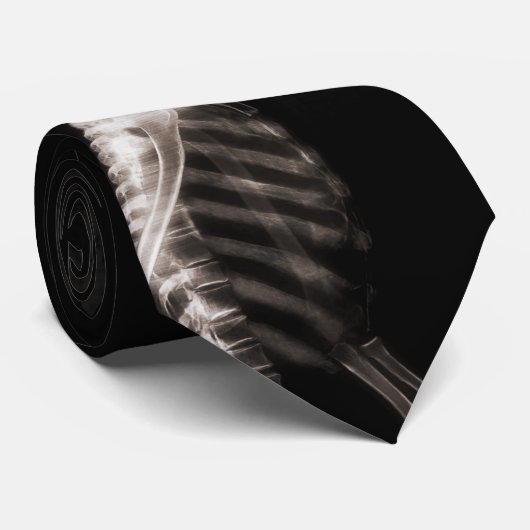 X-Ray Skeletons Midnight Stroll Black Sepia Stropdas (Opgerold)