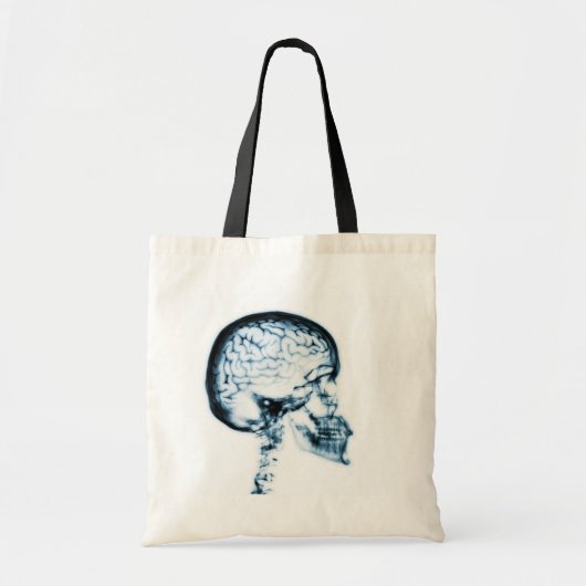 X-RAY SKULL BRAIN - BLAUW TOTE BAG (Voorkant)