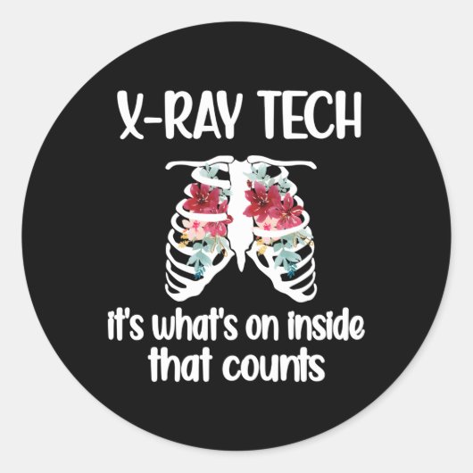 X-Ray Tech Bloemen RT Rad Tech X-Ray Technologist Ronde Sticker (Voorkant)