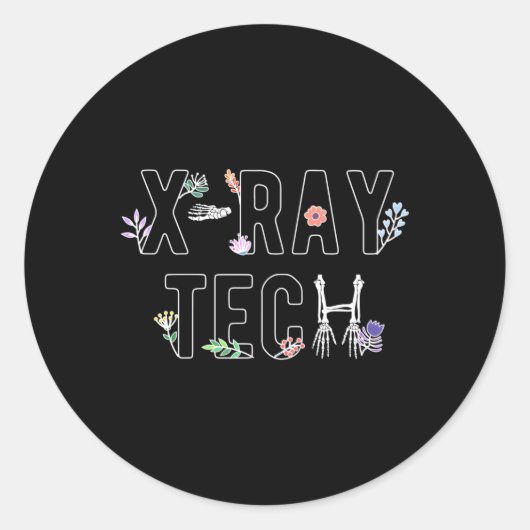 X-Ray Tech Bloemen X-Ray Technoloog Xray Tech Ronde Sticker (Voorkant)