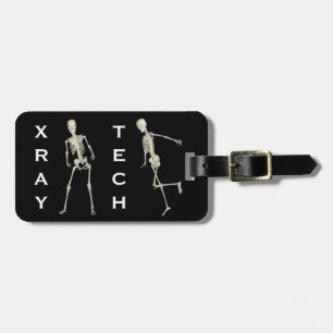 X-Ray Tech en drie vun skeletten Bagagelabel
