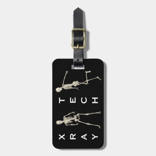X-Ray Tech en drie vun skeletten Bagagelabel (Voorkant verticaal)
