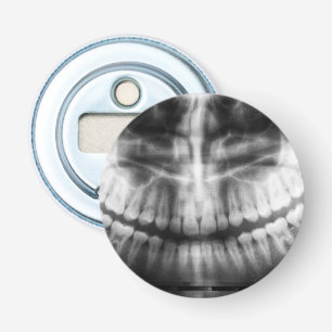 X-Ray Teeth Mouth Smile Black en White Button Flesopener
