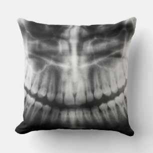 X-Ray Teeth Mouth Smile Black en White Kussen