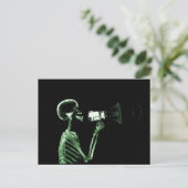 X-RAY VISION SKELETON OP MEGAPHONE - GROEN BRIEFKAART (Staand voorkant)