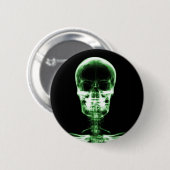 X-RAY VISION SKELETON SKULL - GROEN RONDE BUTTON 5,7 CM (Voorkant /achterkant)