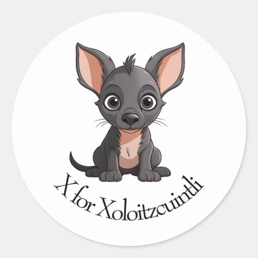 X voor Xoloitzcuintli Ronde Sticker (Voorkant)