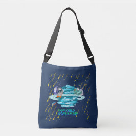 X World Team319 zittend op een planeet kijken schi Crossbody Tas