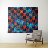 Xadrez azul, laranja, nepsujo com manchas. wandkleed (In Situ (horizontaal))