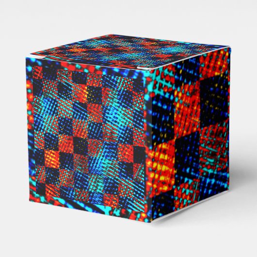 Xadrez laranja, azul, nep sujo of manchado. bedankdoosjes (Voorkant Zijde)