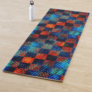 Xadrez laranja, azul, nepsujo com manchas. yogamat