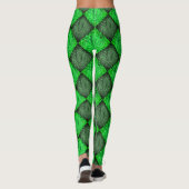 Xadrez verde falsa grama ou folhas de coqueiro. leggings (Achterkant)