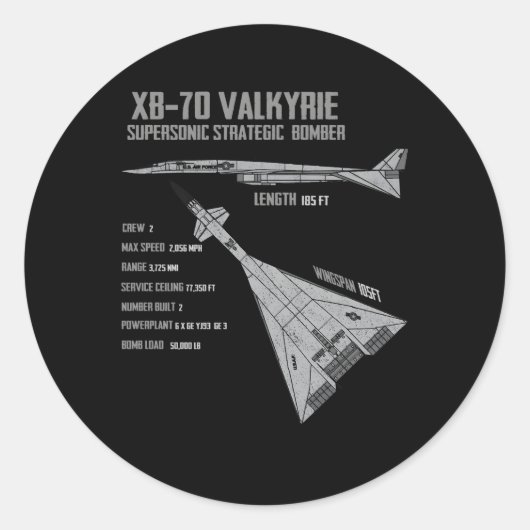 XB-70 Valkyrie Ronde Sticker (Voorkant)