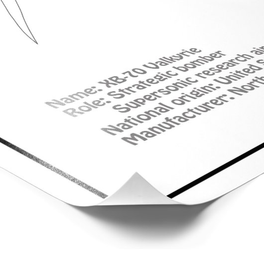 XB-70 Valkyrie - Vliegtuigblauwdruk Plannen BD Foto Afdruk (Hoek)