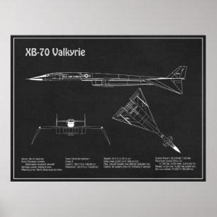 XB-70 Valkyrie - Vliegtuigblauwdruk Plannen PD Poster