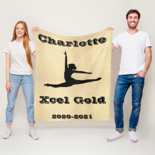Xcel Gold Gymnastics Girls Fleece Blanket Deken