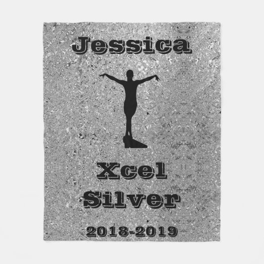 Xcel Silver Gymnastics Personalized Fleece Blanket (Voorkant)