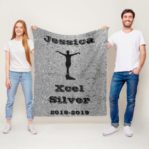 Xcel Silver Gymnastics Personalized Fleece Blanket Deken