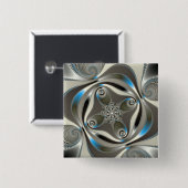 xChrome - Fractal Vierkante Button 5,1 Cm (Voorkant /achterkant)