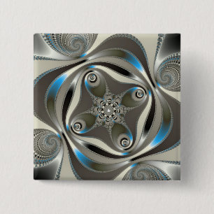 xChrome - Fractal Vierkante Button 5,1 Cm