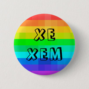 Xe Xem Non-Binary Pronouns LGBTQ Rainbow-Button Ronde Button 5,7 Cm