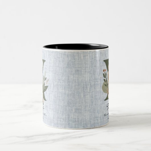 Xena's Noble Heart - Boho Chic Floral Monogram Mok (Center)