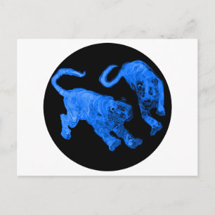 Xian China 2002 Blue Ghost Tigers Black Circle Tra Briefkaart