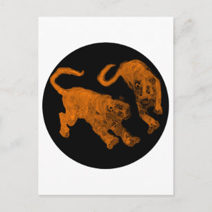 Xian China 2002 Brown Ghost Tigers Black Circle TR Briefkaart