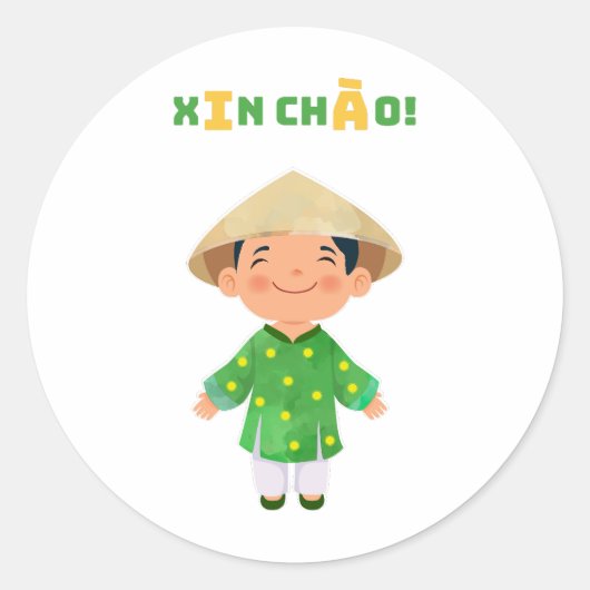 XIN CHÀO ! autocollant au Vietnam (Devant)