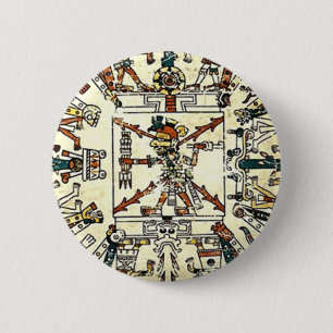 Xiuhtecuhtli Aztec Death God Ronde Button 5,7 Cm