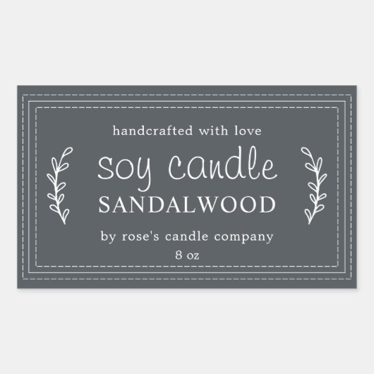 XL Houtskool Sojakaars Loofwerk Off-Zwart Op Maat  Rechthoekige Sticker (Voorkant)