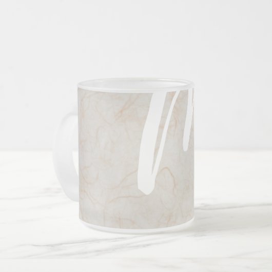 XL Monogram Zijdepapier textuur afbeelding Glazen  Matglas Koffiemok (Voorkant links)