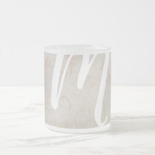 XL Monogram Zijdepapier textuur afbeelding Glazen  Matglas Koffiemok (Center)