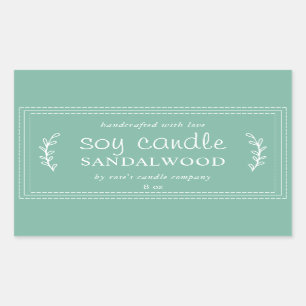 XL Thuisgemaakte Sojakaars Loofwerk Jade Groen Op  Rechthoekige Sticker