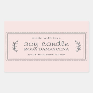 XL Zelfgemaakte sojakaars Foliage Pastel Roze Cust Rechthoekige Sticker