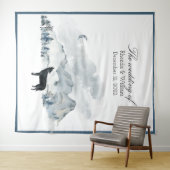 XLarge Monts Foggy Aquarelle Tapisserie Mariage (En situation (horizontale))