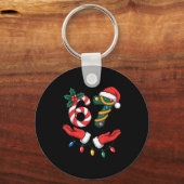 Xmas 67 Hands Gesture Candy Canes Santa Holiday Ki Sleutelhanger (Voorkant)