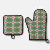 XMAS ARGYLE GEBREIDE Oven Mitt & Pottenhouder Set (Voorkant)