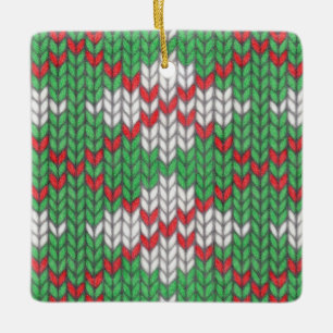 XMAS ARGYLE KNIT Ceramic Square Ornament