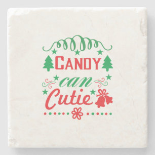 Xmas Art Snoep can Cutie Stenen Onderzetter