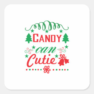 Xmas Art Snoep can Cutie Vierkante Sticker