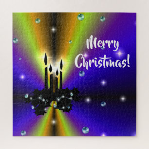 Xmas Artdeco op Paarse gele regenboog Legpuzzel