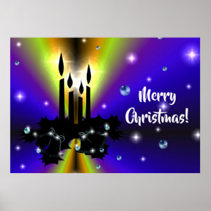 Xmas Artdeco op Paarse gele regenboog Poster