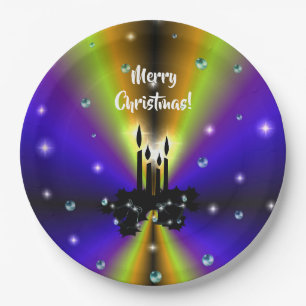 Xmas Artdeco op Paarse gele regenboogzakken Papieren Bordje