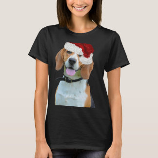 Xmas Beagle Dog in het Rode Kerstman Pet T-shirt
