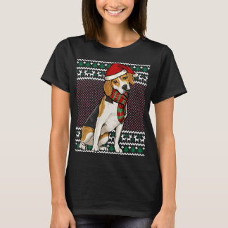 Xmas Beagle Dog Santa Hat T-shirt