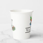 Xmas Bells Red Berries Evergreen Name Initiaal Papieren Bekers (Links)