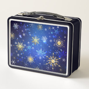 XMAS Blauwe Achtergrond met Golden Snowflakes