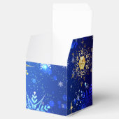 XMAS Blauwe Achtergrond met Golden Snowflakes Bedankdoosjes (Geopend)