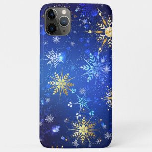 XMAS Blauwe Achtergrond met Golden Snowflakes iPhone 11 Pro Max Hoesje